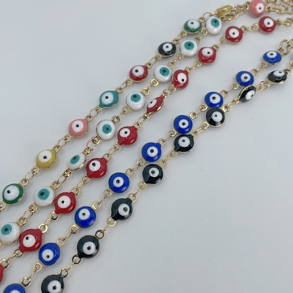 Evil Eye Stainless Steel 18k Gold Plated Adjustable Length Bracelet - Picture 3 of 11